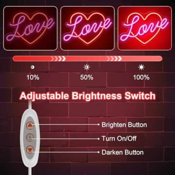 Love Heart neon Sign, Neon Love Sign Dimmable LED Neon Lights USB Powered for Girls Girlfriend Women Wedding Valentine's Day Bridal Shower Birthday Christmas Party Decoration（Pink & Red）