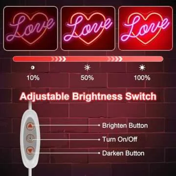 Love Heart neon Sign, Neon Love Sign Dimmable LED Neon Lights USB Powered for Girls Girlfriend Women Wedding Valentine's Day Bridal Shower Birthday Christmas Party Decoration（Pink & Red）