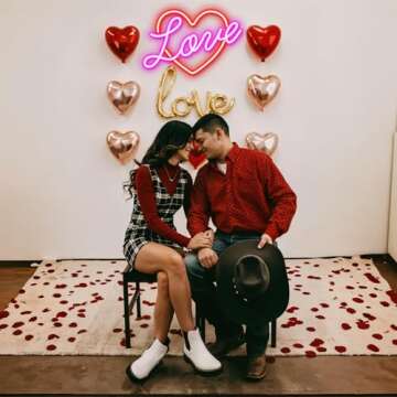 Love Heart neon Sign, Neon Love Sign Dimmable LED Neon Lights USB Powered for Girls Girlfriend Women Wedding Valentine's Day Bridal Shower Birthday Christmas Party Decoration（Pink & Red）