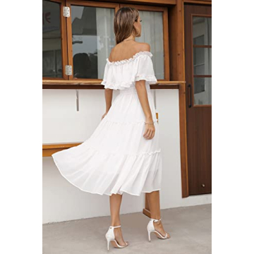 Elegant Off Shoulder Ruffle Midi Dress for Women