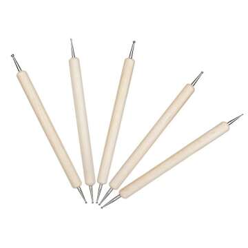 Valar Dohaeris Wooden Ball Stylus Dotting Tools Set Embossing Pattern Clay Sculpting Modeling Tools