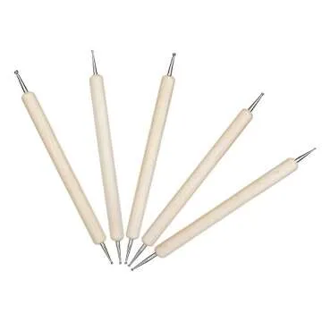 Valar Dohaeris Wooden Ball Stylus Dotting Tools Set Embossing Pattern Clay Sculpting Modeling Tools