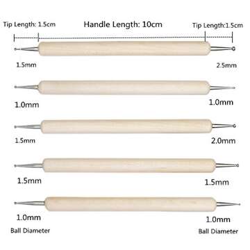 Valar Dohaeris Wooden Ball Stylus Dotting Tools Set Embossing Pattern Clay Sculpting Modeling Tools