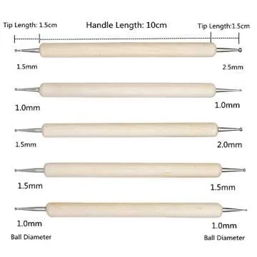 Valar Dohaeris Wooden Ball Stylus Dotting Tools Set Embossing Pattern Clay Sculpting Modeling Tools
