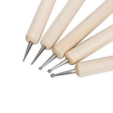 Valar Dohaeris Wooden Ball Stylus Dotting Tools Set Embossing Pattern Clay Sculpting Modeling Tools