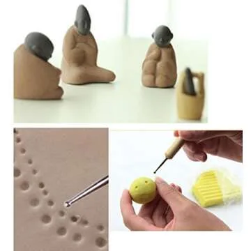 Valar Dohaeris Wooden Ball Stylus Dotting Tools Set Embossing Pattern Clay Sculpting Modeling Tools