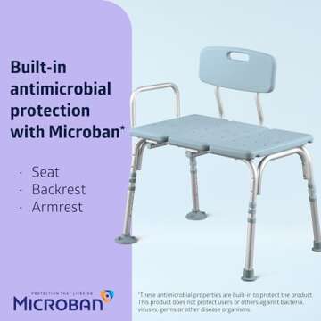 Adjustable Medline Bath Chair with Microban Protection