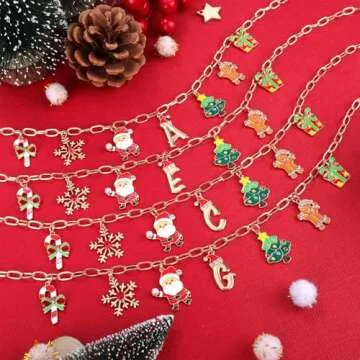 NEKOL Christmas Initial A Charm Necklace for Women