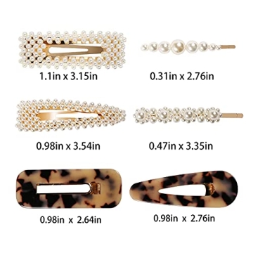 Syeenify Fashion Hair Clips Set, 20 PCS Pearls Hair Clips Acrylic Resin Hair Barrettes, Hollow Geometric Hair Clip Hairpins for Women Girls and Ladies Headwear Styling Tools