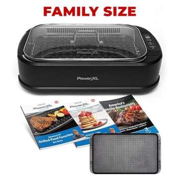 PowerXL Smokeless Grill Family Size- with Tempered Glass Lid with Interchangeable Grill and Griddle ...