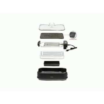 PowerXL Smokeless Grill Family Size- with Tempered Glass Lid with Interchangeable Grill and Griddle Plate and Turbo Speed Smoke Extractor Technology 22.1” X13.2” X 6.1