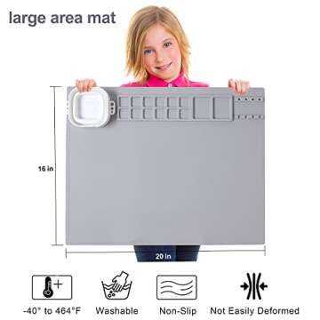 AWOKE Silicone Painting Mat - 20"X16" Silicone Art Mat with 1 Water Cup for Kids - Silcone Craft Mat...