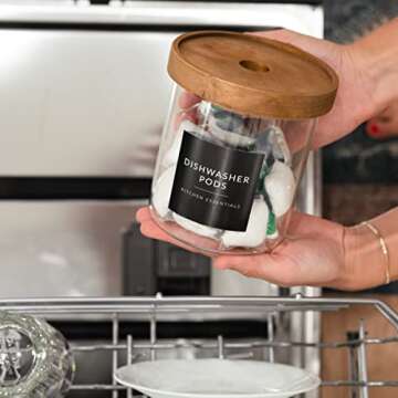 Black Laundry Labels for Jars, 136 Preprinted Home and Laundry Label Stickers for Storage Bins, Cleaning Jars, Spray Bottles, Linen Closet, Household Organization