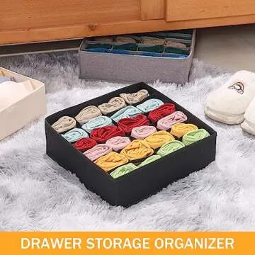 Cawek 24 Cell Fabric Organizer for Socks and Underwear