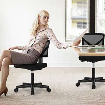 Sweetcrispy Office Computer Desk Chair, Ergonomic Low-Back Mesh Rolling Work Swivel Chairs with Whee...