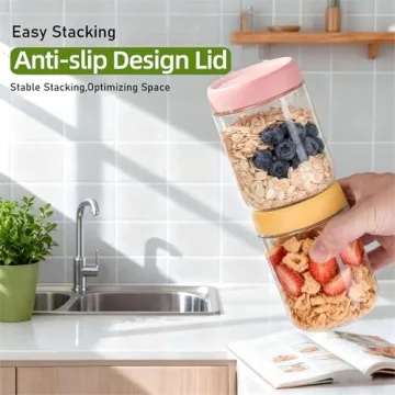 DicraoLea 16oz Glass Overnight Oats Jars 4Pack