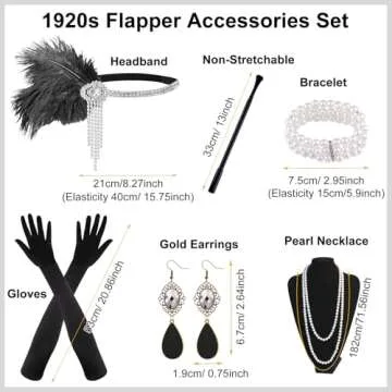 PLULON 8 Pieces 1920s Flapper Great Gatsby Accessories Set Fashion Roaring 20's Theme Set with Headb...