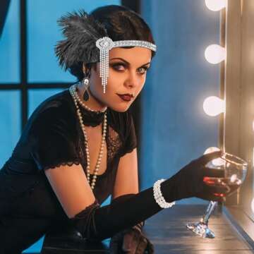 PLULON 8 Pieces 1920s Flapper Gatsby Accessories Set