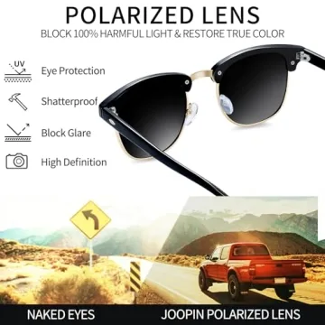 Joopin Semi Rimless Sunglasses - Polarized UV400 Shades