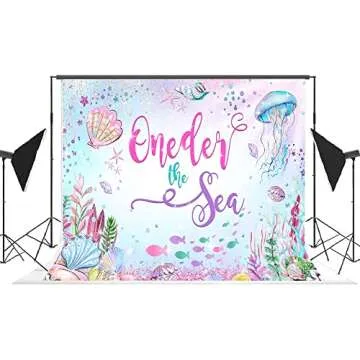 Lofaris Under The Sea First Birthday Backdrop Oneder The Sea Happy Birthday Background Ocean Theme Girls 1st Birthday Party Supplies Photo Booth Props 7x5ft