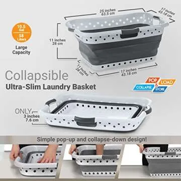 Pop Up Collapsible Laundry Basket - Sturdy & Space-Saving