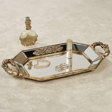 Brya Mirrored Vanity Tray Venetian Gold One Size