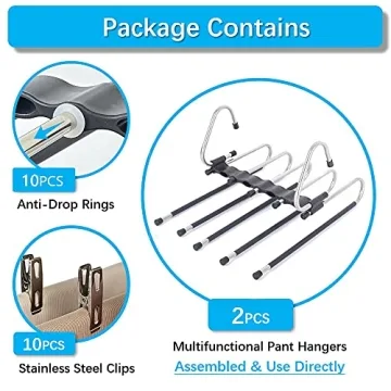 Space Saving Magic Pants Hangers - 2 Pack For Closet