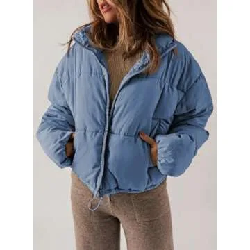 Dokotoo Winter Coats for Women Fashion Full Zipper Front Puffer Jacket Oversized Baggy Drop Shoulder...