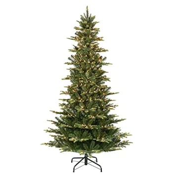 Puleo International 6.5 ft Pre-Lit Slim Aspen Fir Artificial Christmas Tree with 350 UL-Listed Clear...