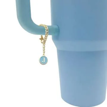 Tovly 6PCS Straw Cover Cap Stanley Cup Accessories Initial Personalized Letter Charms Reusable 10mm Flower Silicone Straw Tips Lids Protectors Stanley 30&40 Oz Tumblers (3PCS Letter J+3PCS Flower)