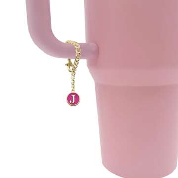 Tovly 6PCS Straw Cover Cap Stanley Cup Accessories Initial Personalized Letter Charms Reusable 10mm Flower Silicone Straw Tips Lids Protectors Stanley 30&40 Oz Tumblers (3PCS Letter J+3PCS Flower)