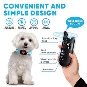 Mini Training Collar for Small Dogs 5-15lbs - Rechargeable Pet Obedience Trainer with Remote Control - Waterproof, 1000-Foot Range - Beeping Sound & Vibration Mode - 6 to 26-Inch Adjustable Strap