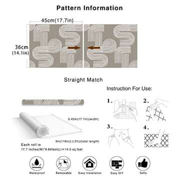 HAOKHOME Boho Peel and Stick Wallpaper for Easy Decor