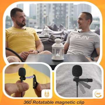 PowerDeWise Professional Grade 2 Lavalier Clip-On Microphones Set for Dual Interview - Double Lav La...