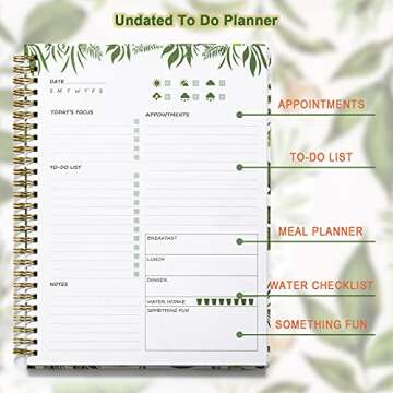 UtyTrees Daily Planner Undated: 5.7"x8.5" Daily To Do List Notebook, Efficient Life Planner, Daily J...