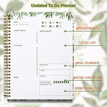 UtyTrees Daily Planner Undated: 5.7"x8.5" Daily To Do List Notebook, Efficient Life Planner, Daily J...