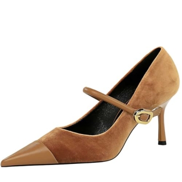 baobeijiadao Womens Pointed Toe Heeled Pumps Slip On Stiletto Heels Single-Strap Wedding Evening Dre...