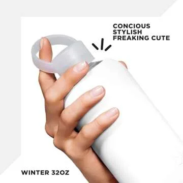bkr - Big Smooth - Reusable Glass Water Bottle - Leakproof, Durable, Workout & Travel Friendly, Carrying Loop - Dishwasher Safe - Removable Silicone Sleeve - BPA Free - 1L (32 oz) - Winter