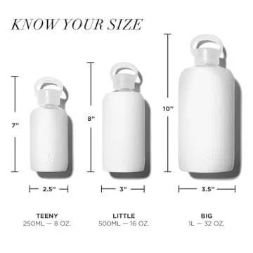 bkr - Big Smooth - Reusable Glass Water Bottle - Leakproof, Durable, Workout & Travel Friendly, Carrying Loop - Dishwasher Safe - Removable Silicone Sleeve - BPA Free - 1L (32 oz) - Winter