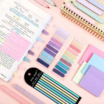 1160 Sheets Pastel Transparent Sticky Notes, 3 x 3 inch Clear Sticky Note Waterproof See Through Memo Pad, Translucent Writable Index Tabs for Annotating Books, Study Stationary Supplies