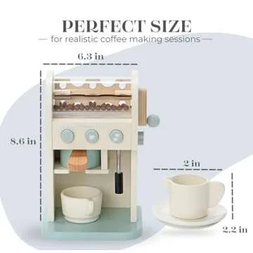 Toy Coffee Maker for Kids - Wooden Coffee Maker Toy for Imaginative Play - Kids Coffee Maker Playset for Skill Development - Boosts Imagination with Play Coffee Maker Set for Kids