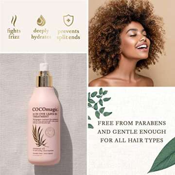 Cocomagic 10-in-1 Leave-in Hair Treatment with Coconut Oil | Hydrate, Detangle, Prevent Frizz | Smooths, Creates Silkiness | Gentle for All Hair Types | Paraben Free, Cruelty Free, Made in USA (8 oz)