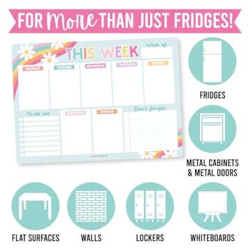 Hadley Designs Retro Magnetic Weekly Calendar for Fridge, Dry Erase Board for Fridge, Magnetic Weekly Planner and Whiteboard for Fridge, Schedule Board