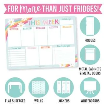 Hadley Designs Retro Magnetic Weekly Calendar for Fridge, Dry Erase Board for Fridge, Magnetic Weekly Planner and Whiteboard for Fridge, Schedule Board