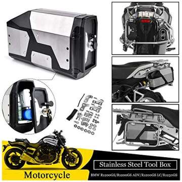 Motorcycle Side Toolbox - TOTMOX 4.2L Motorbike Left Bracket Tool Storage Box Waterproof Repair Container for BMVV R1200GS R1250GS ADV 2004-2019