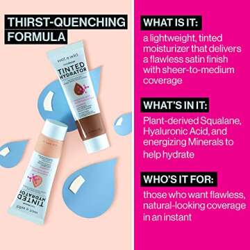 wet n wild Bare Focus Tinted Hydrator Matte Finish, Deep | Oil-Free | Moisturizing Makeup | Hyaluronic Acid | Sheer To Medium Coverage