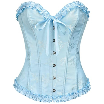 SZIVYSHI Azure Blue Corset Top: Lace Up Waist Cincher Bustier for Women