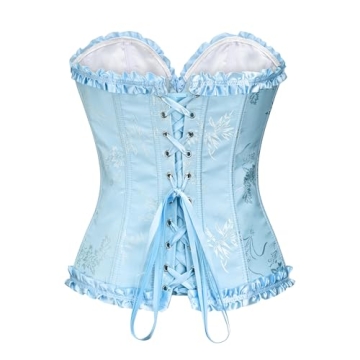 Azure Blue Corset Top - Women's Lace Up Waist Cincher