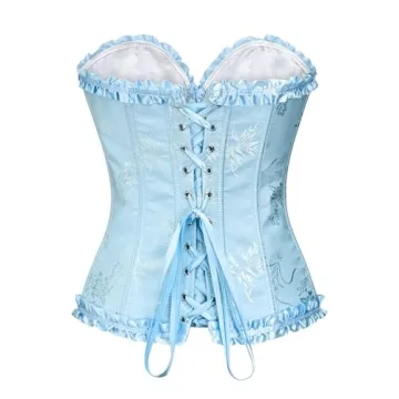 Azure Blue Corset Top - Women's Lace Up Waist Cincher