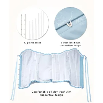 Azure Blue Corset Top - Women's Lace Up Waist Cincher
